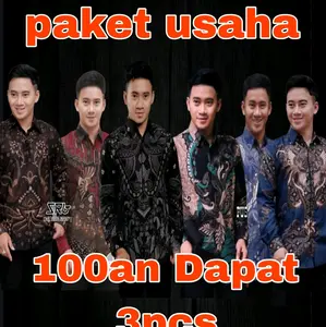 PROMO TERMURAH PAKET USAHA KEMEJA BATIK LENGAN PANJANG 100rb an dapat 3 Baju Motif Depan belakang sama simetris