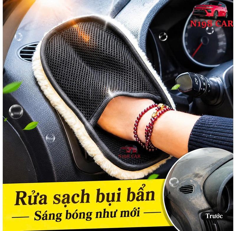 Găng Tay Rửa Xe ô Tô Lông Cừu , Bao Tay Lau Rửa Xe Mềm Mịn, Lau Cực Sạch ,Hàng…