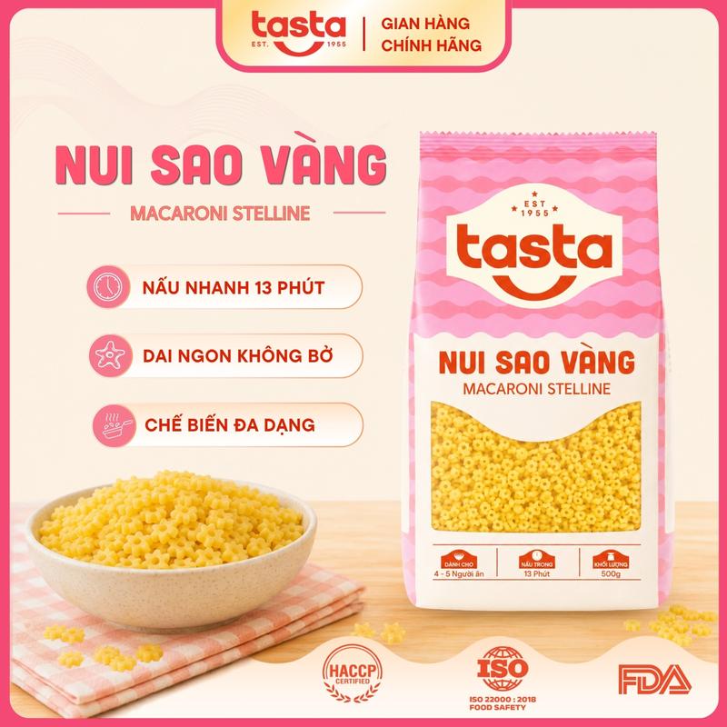 Nui Xoắn Vàng Tasta 250g / 500g – Nui Cao Cấp, Dai Ngon, Dễ Chế Biến