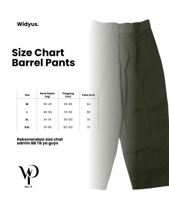 Widyus - Celana Barrel Baggy Pants Unisex Pria Wanita Celana Balon Panjang Hitam