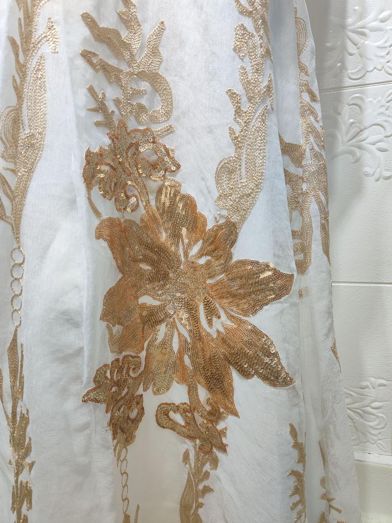 Product Introduction of Baju raya Middle East Cross border Golden Pearl Embroidered Yarn Muslim Female Jalabiya Dubai Arab Abaya 15