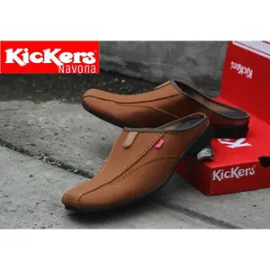 Sepatu sendal selop pria sandal selop bustong kickers slip on casual formal pantofel bahan kulit p.u
