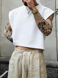 Chaleco corto tipo box para hombre, básico para vacaciones de verano, capa interior casual estilo streetwear, prenda exterior, opción de regalo para las fiestas