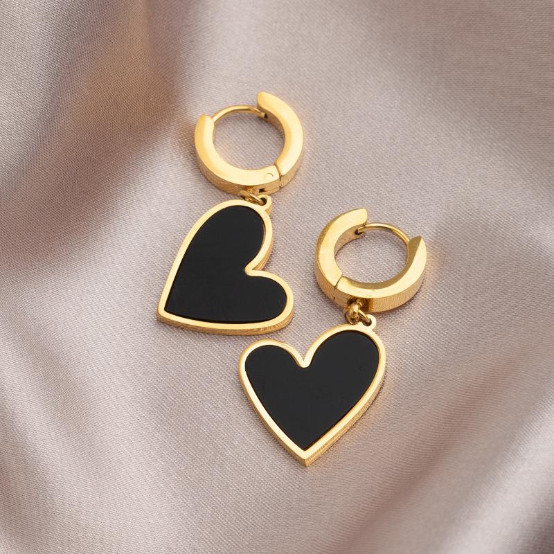 Fashion Elegant Love Heart Titanium Steel Drop Earring For Women Girl Simple Romantic Charms Hoop Earring Vintage Trendy Jewelry Gift 7