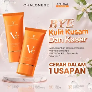 [BPOM] CHALONESE Vc Whitening Cream Perawatan Kulit Kering & Kusam - Krim 3-in-1 (Pencerah, Pelembap, Primer) Bebas Noda Glowing Seharian Untuk Semua Usia