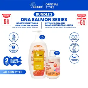 [Best Seller Set 1] LIORA Booster Whitening Body Serum DNA Salmon 750ml + Liora Body Lotion Intens collagen Dna Salmon 200ml | Paket DNA Series membantu Mencerahkan kulit kusam, Menutrisi dan Melembabkan Kulit Kering dengan 4x UV filter