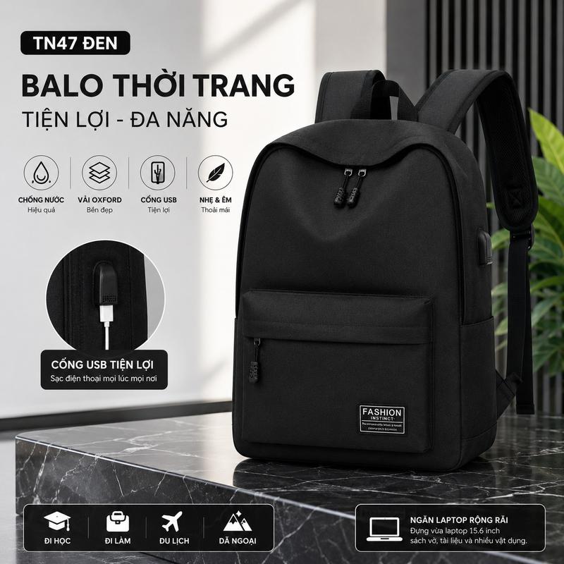 Balo Laptop TN47 Chống Nước Có Cổng USB Chống Trộm Đựng Laptop 15.6 Inch Nam Nữ Đi Học Đi Làm