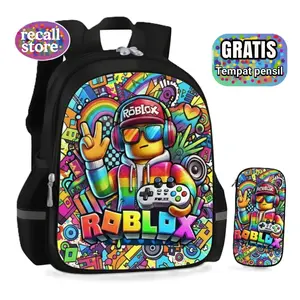 Tas Ransel Anak Roblox Full Color BONUS Tempat Pensil/Tas Sekolah  Laki -Laki Perempuan TK SD Trend
