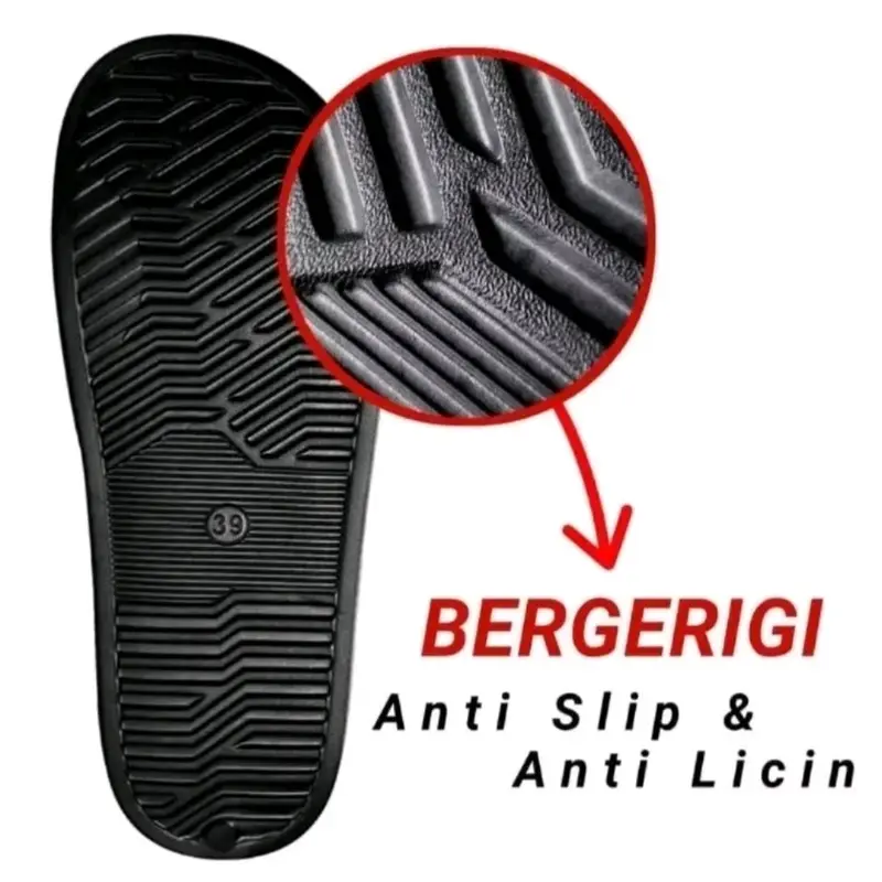 Sandal Slop Pria Wanita Original Sandal Santai Anti Slip Sandal bermotif Sistem Upper Lock tanpa lem Tahan Air Shoes Sendal Selop Karet Hitam Size 36-43 COD sandals lip on 4