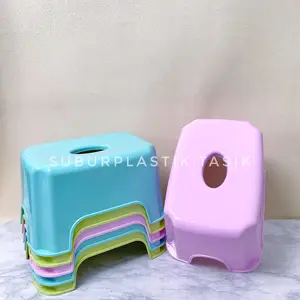 [6 pcs] Kursi Segi Mini ZORA Tempat Duduk Jongkok Kotak Kokoh Bangku Abu Plastik Kursi Anak Kecil