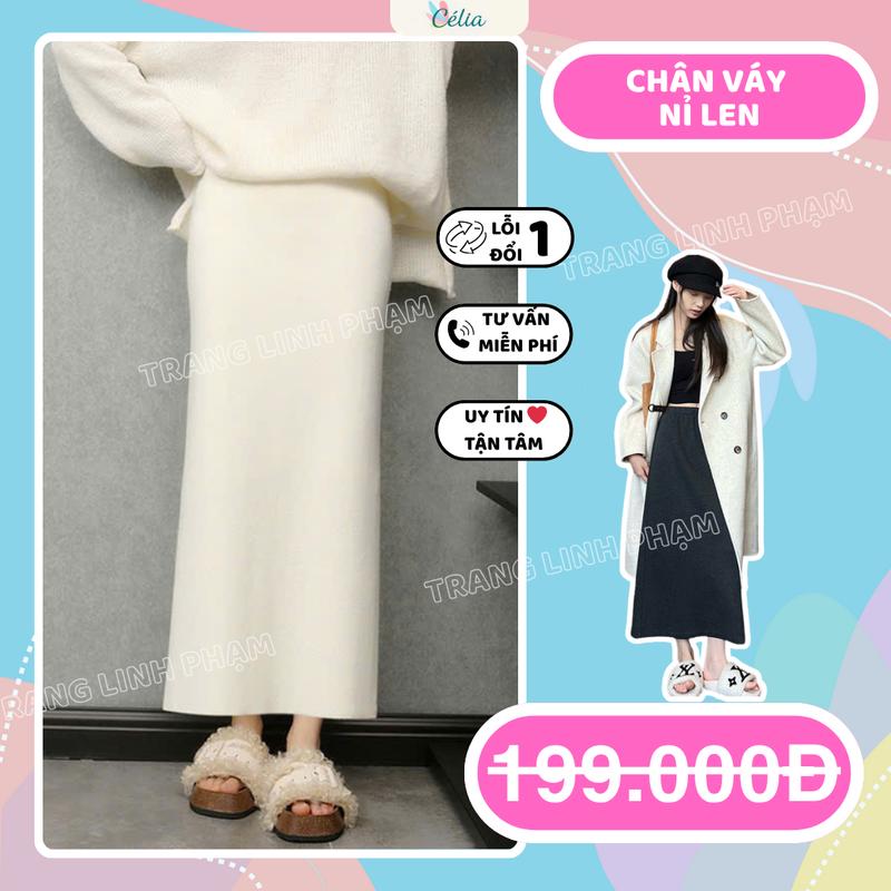 Hot New Chân Váy Bầu Dài Style Tiểu Thư | Chất Nỉ Len Co Giãn 4 chiều dáng Dài Suông mặc Thu Đông - Full Size 1-9 tháng