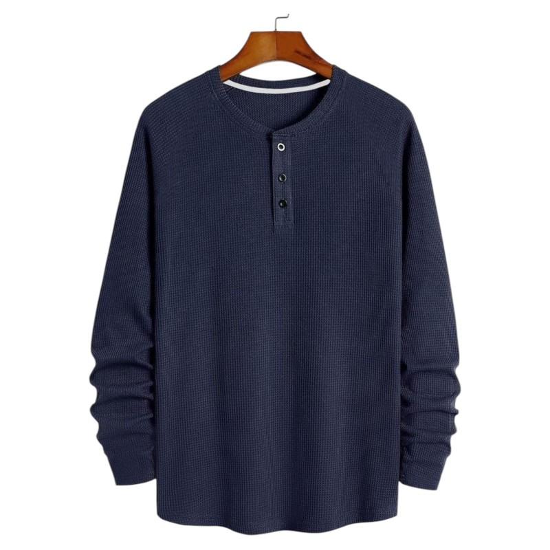 Product Introduction of KAUS KANCING WAFFLE LENGAN PANJANG PRIA MODEREN TERBARU Baju Hitam 7