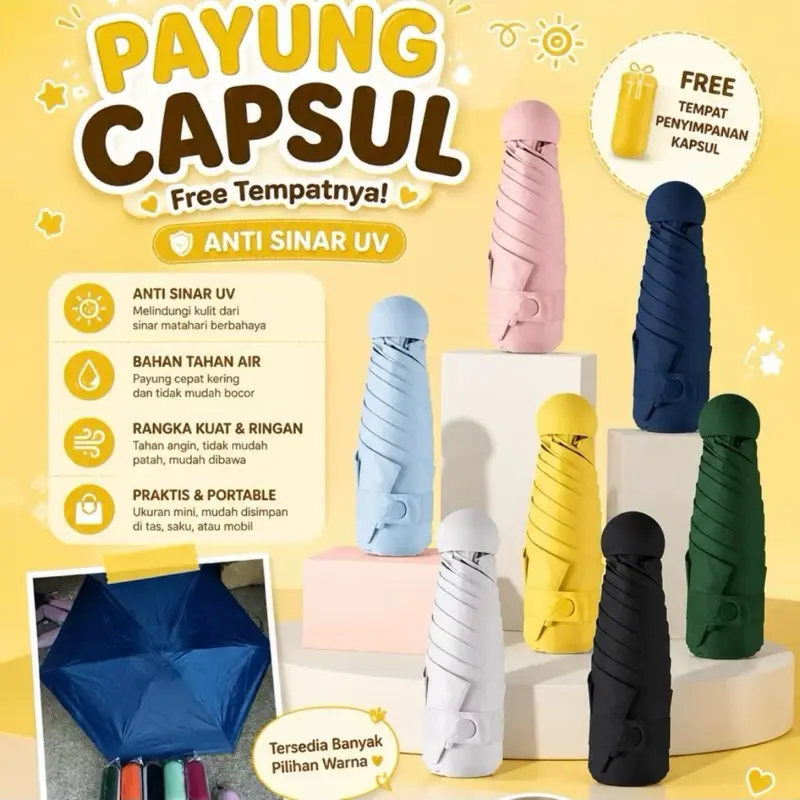 [BOXA]Payung Capsul Mini Lipat Payung Lipat 50spf melindungi sinar UV