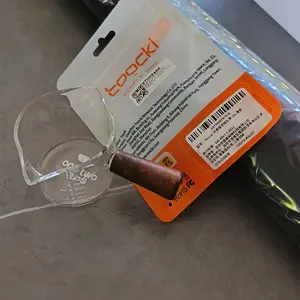 Gelas Milk Jug Pitcher Espresso Double Mouth Kitchenware 70-75ml Kaca Borosilikat Gagang Kayu Anti Panas