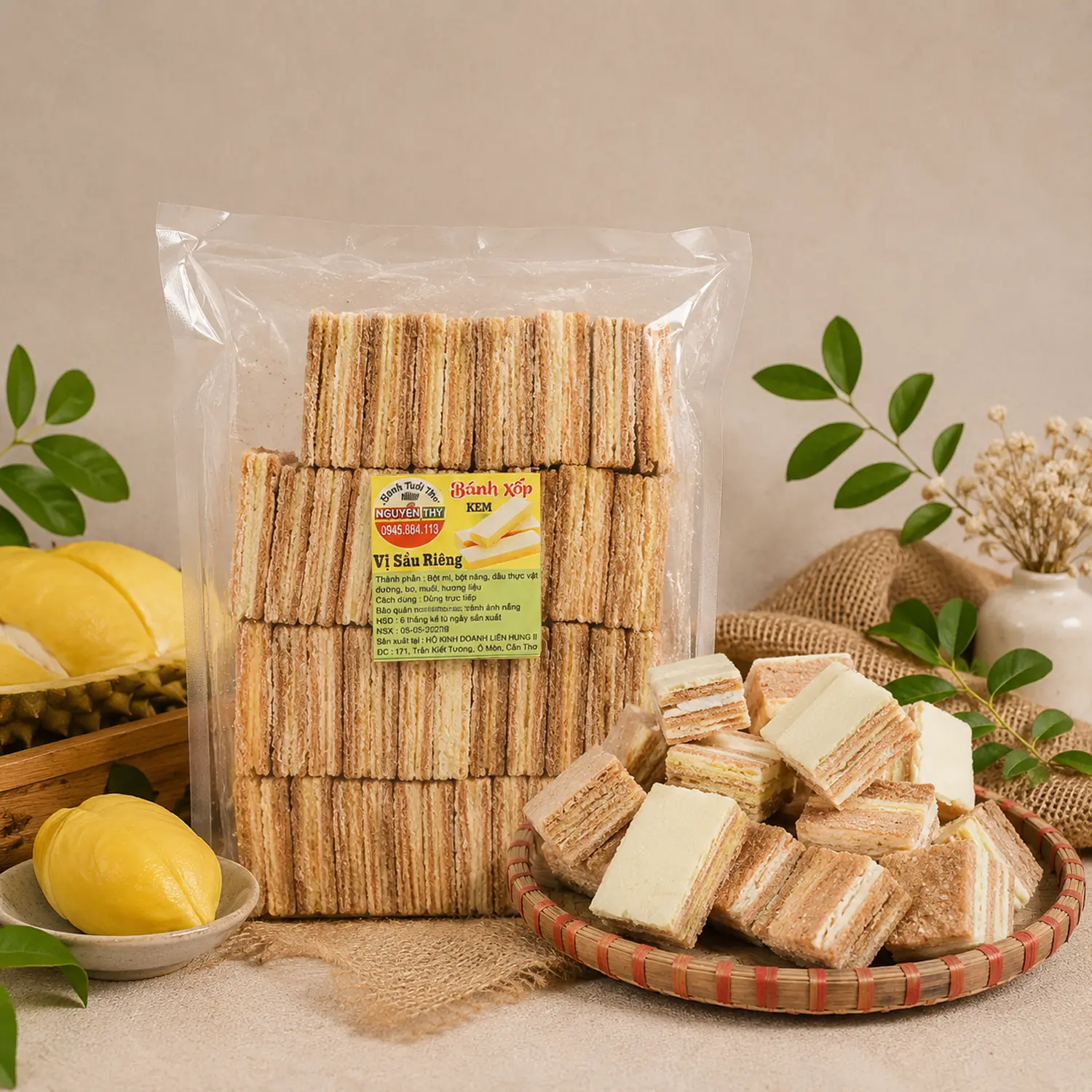 [900gr] Bánh xốp kem sầu riêng - hương vị truyền thống