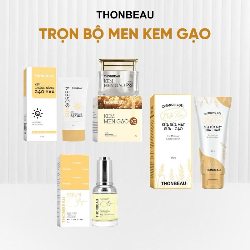 TRỌN BỘ LỚN KEM MEN GẠO X3 4 Món Kem Men Gạo +Serum Collagen +Sữa Rửa Mặt+ Kem Chống Nắng - Skincare Kem Face Làm Đẹp Da