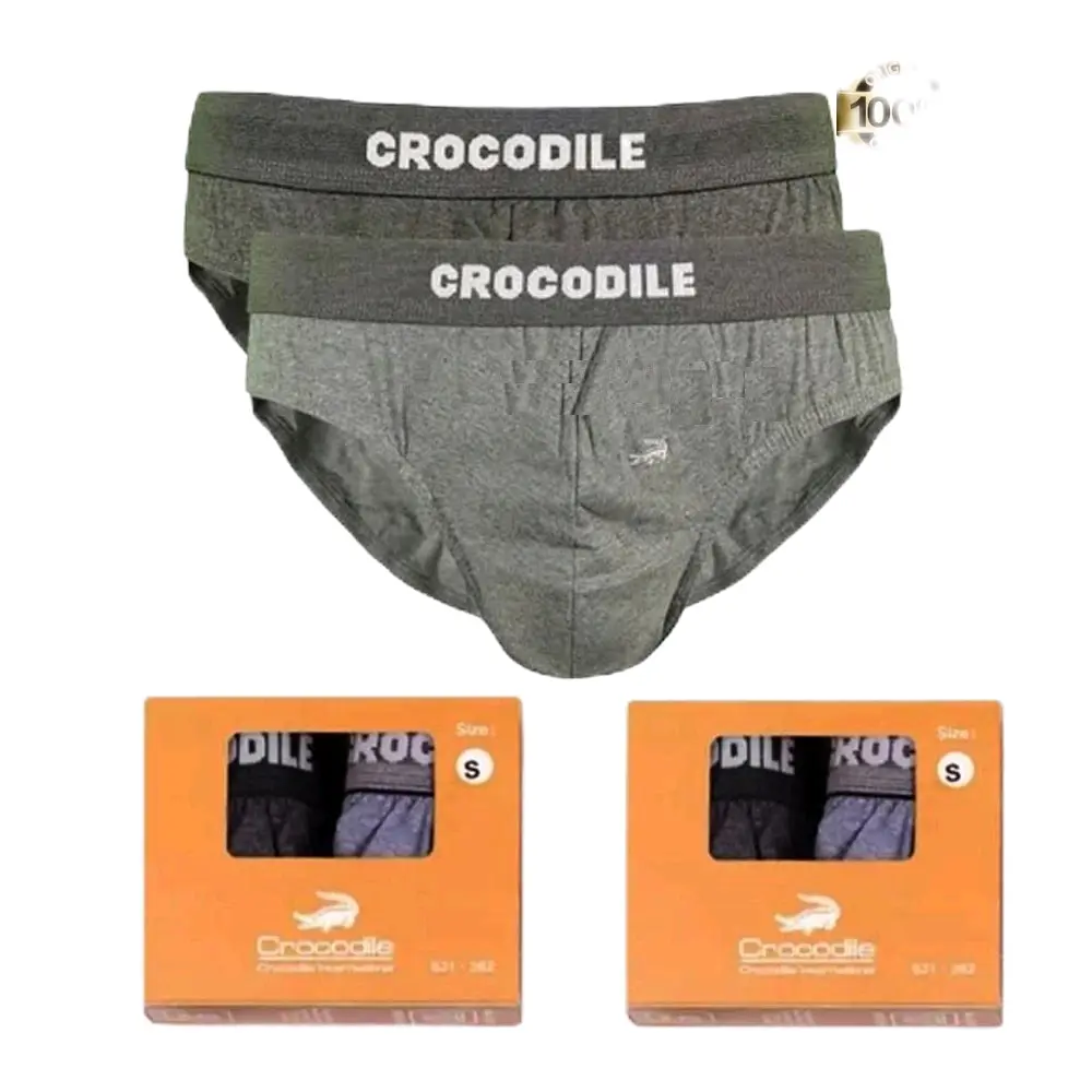 02 PCS CELANA DALAM CROCODILE 262  CD CROCODILE 521 262 PRIA Karet Boxer Katun