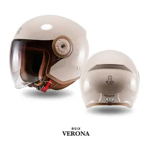Helm R-SIX Verona Retro Helem Hijab Bogo Kaca Gradasi Cewek Cowok SNI Half Face Kekinian