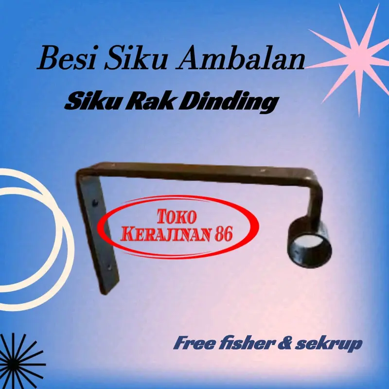 Siku penyangga rak dinding multifungsi bahan besi strip plat+pipa 0