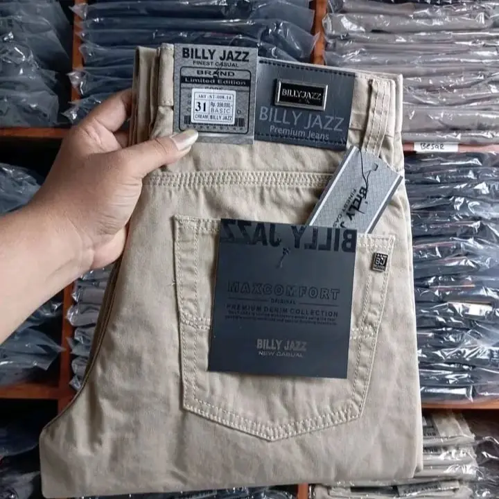 Celana Panjang Pria Formal Kerja Kantor Billyjazz non Stretch  Pola Polos Distro Cowok Dewasa Katun Slimfit Hitam Navy Chino Casual 5