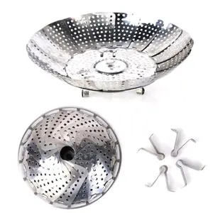 Kukusan Stainless Steel Saringan Kukusan Makan Sayur Kue Kukusan Lipat Kukusan Flexible Saringan Multifungsi