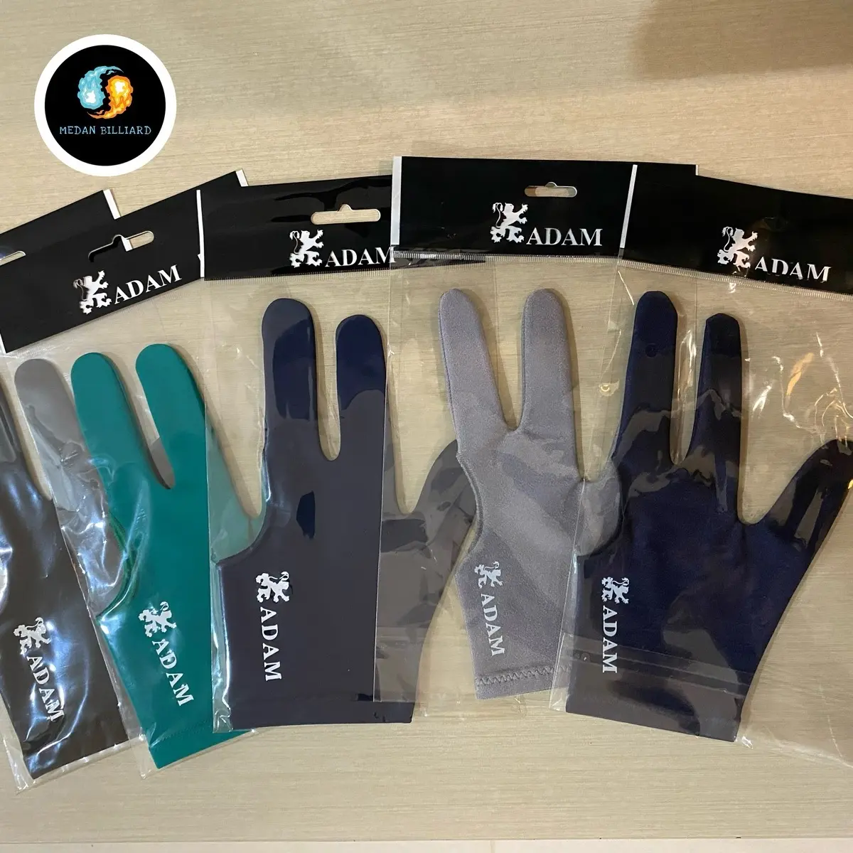 ADAM BILLIARD GLOVE - M/L - GREY / GREEN / BROWN / NAVY