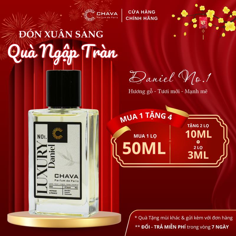   Nước Hoa Nam Phóng Khoáng Lôi Cuốn  C CHAVA LUXURY DANIEL - Mùi Hương Trầm Ấm Lôi Cuốn Mạnh Mẽ - Phong Cách Nam Tính Tinh Tế Cuốn Hút - Chính Hãng Lưu Hương Lâu 6-8h Da & 3-4 Ngày Quần Áo Tiêu Chuẩn Pháp Perfume Xịt Thơm Cosmetic Mỹ Phẩm 