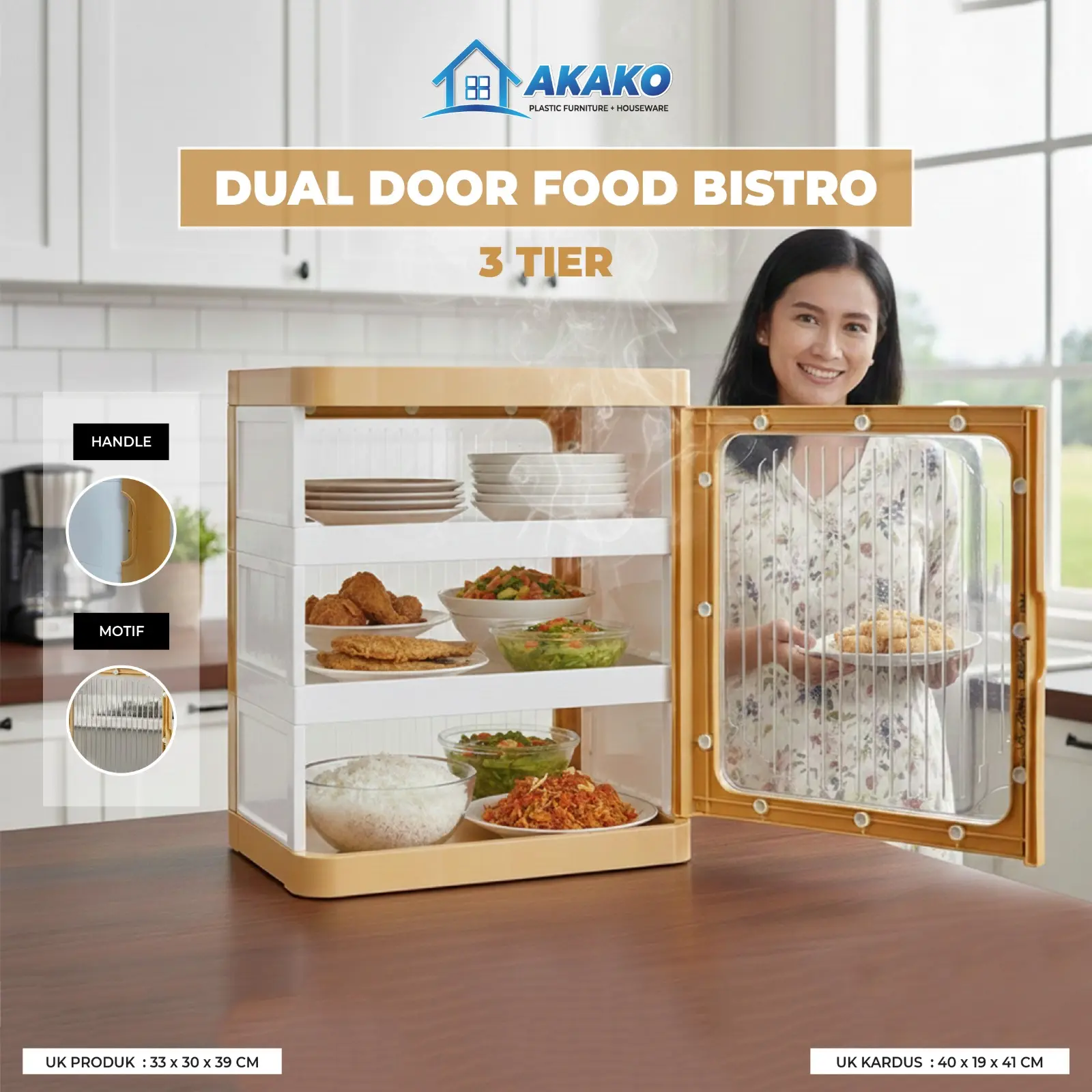 Akako Bistro Lemari 3 Susun Lemari Makanan Serbaguna Bisa Untuk Kue Roti Siap Saji Sarapan Kotak Tempat Makan