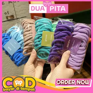 DP77 Ikat Rambut Donat Besar Korea Isi 50 Karet Rambut Wanita scrunchies