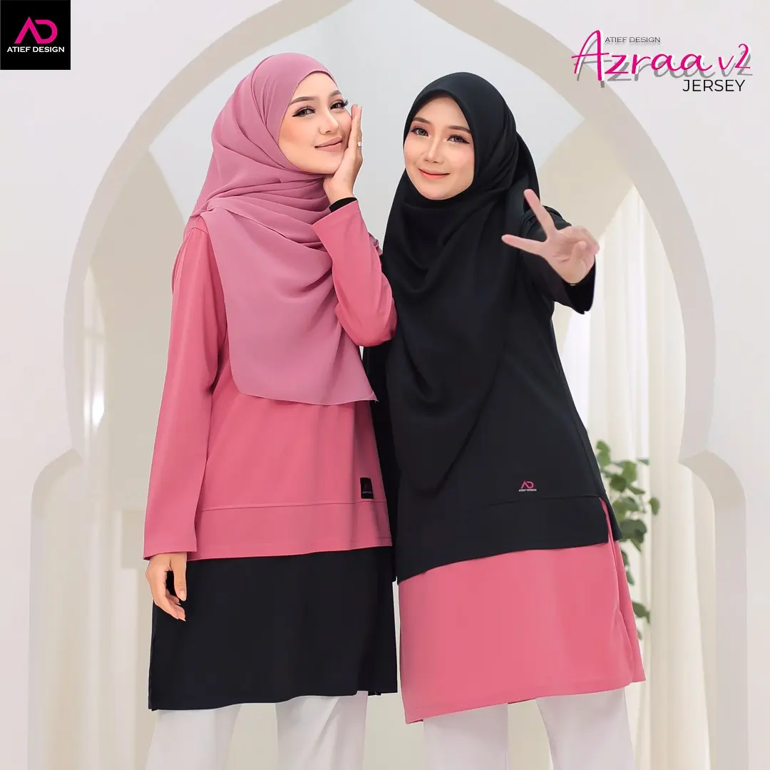 ATIEF DESIGN Signature Series: AZRAA - Premium JERSEY Muslimah T-Shirt  | Elegan & Selesa untuk Wanita Moden | Baju Muslimah sesuai untuk daily wear dan bersukan, ada pocket S to 3XL