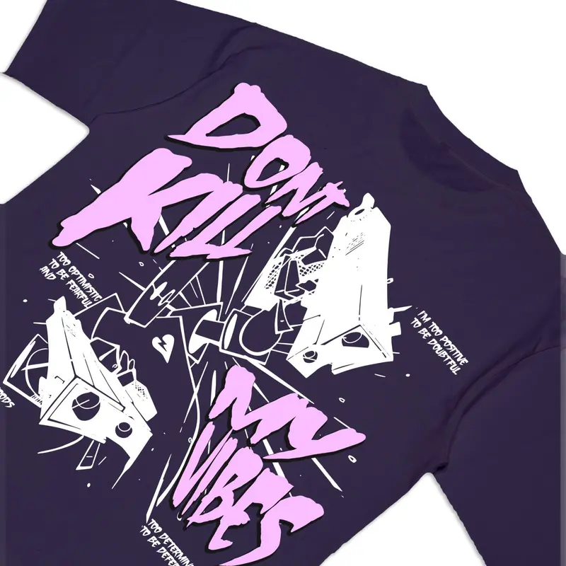 Simplimoods - Baju Kaos Distro Tshirt Skena Boxy Oversized Pria dan Wanita Dont Kill My Vibes Cotton Combed 24S Lembut Sablon Pendek Panjang Katun Cowok High 1