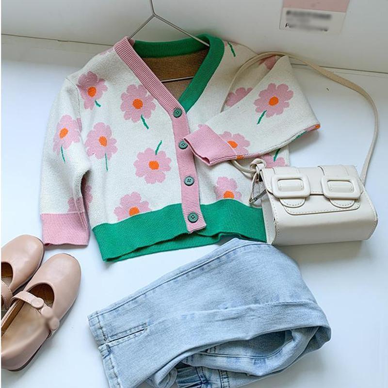 Product Introduction of Stylish Girls' Jacquard Knit Cardigan Sweater with Blossom Accents - Perfect for Any Occasion 19