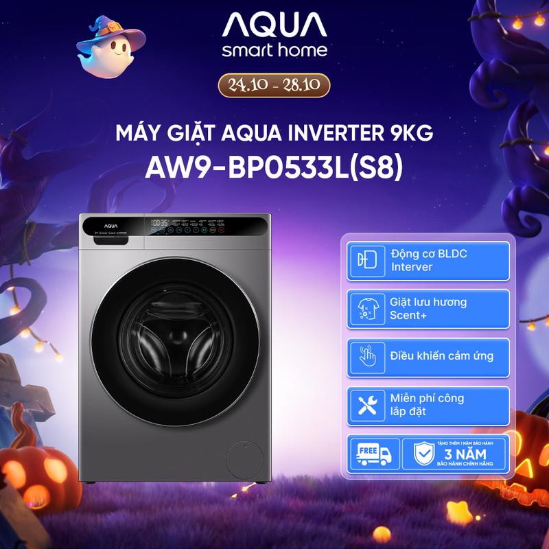 Máy giặt cửa trước AQUA Inverter 9kg AW9-BP0533L(S8)