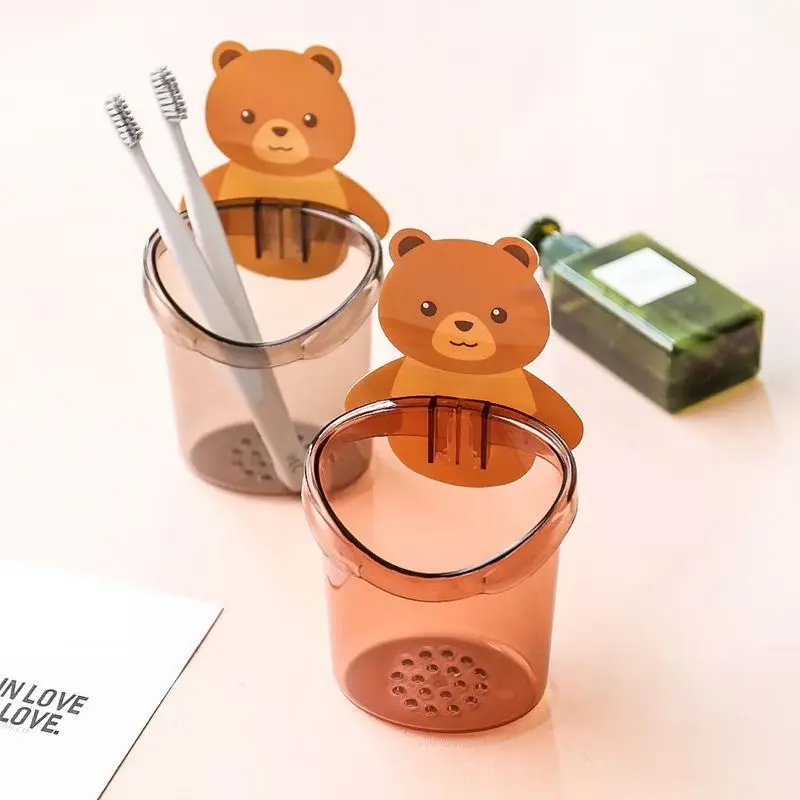 F.R Cốc gấu dán tường, đựng đồ đa năng, có lỗ thoát nước