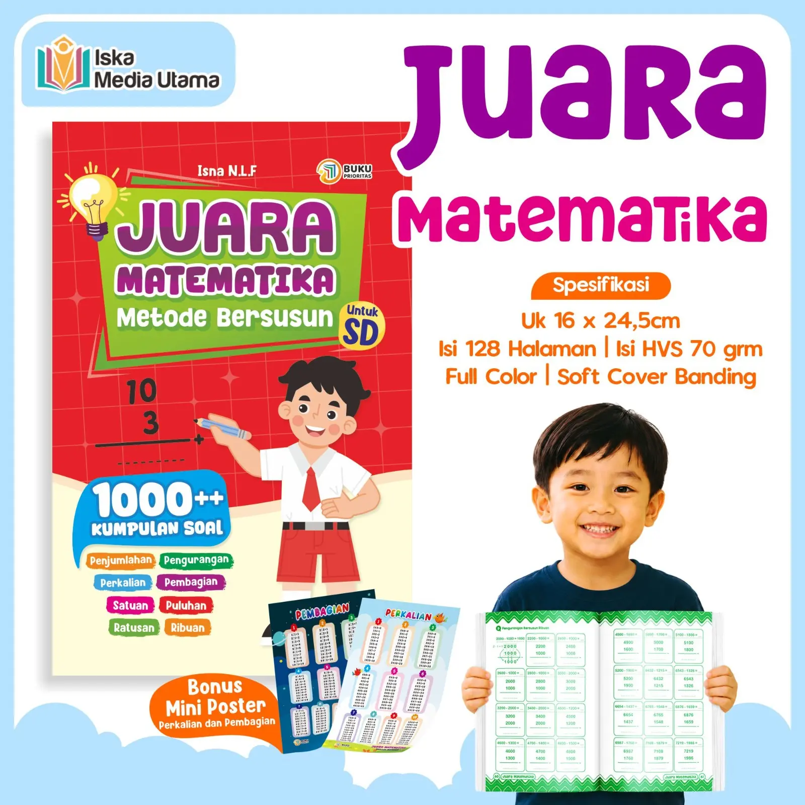 Buku Sekolah Kumpulan Soal Juara Matematika Metode Bersusun Pintar Berhitung Anak SD Kelas 1 - 4 - ISKA MEDIA UTAMA