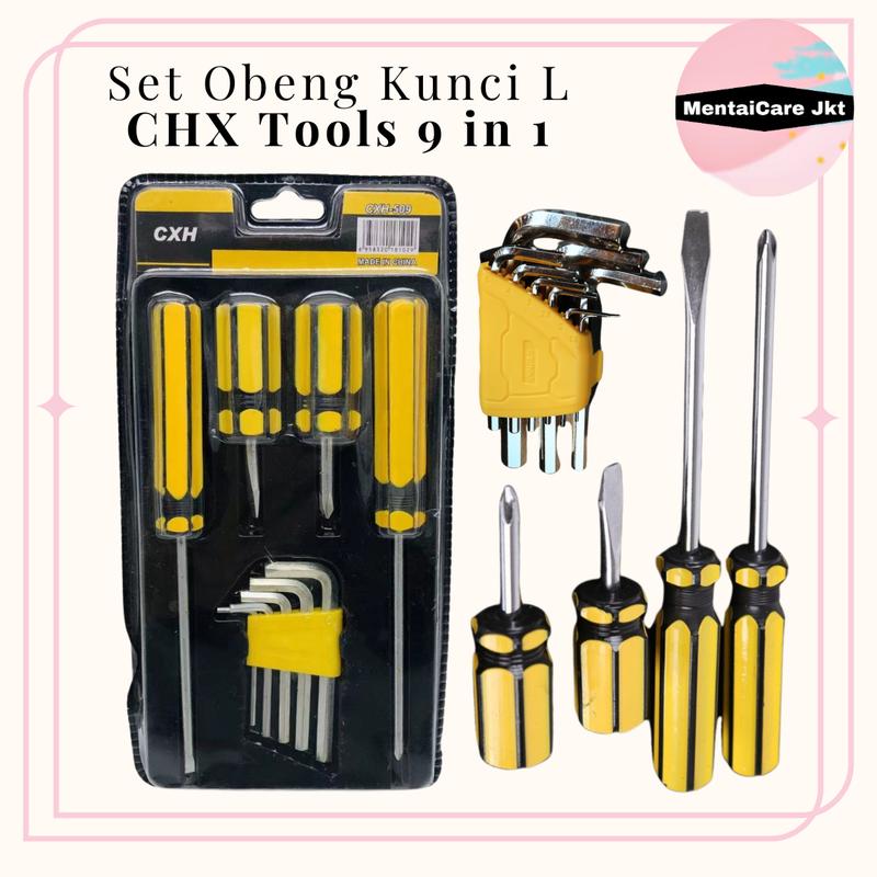 Obeng Kunci L CXH Tools 9 in 1 Screwdriver with Hex Key Kunci Set 0