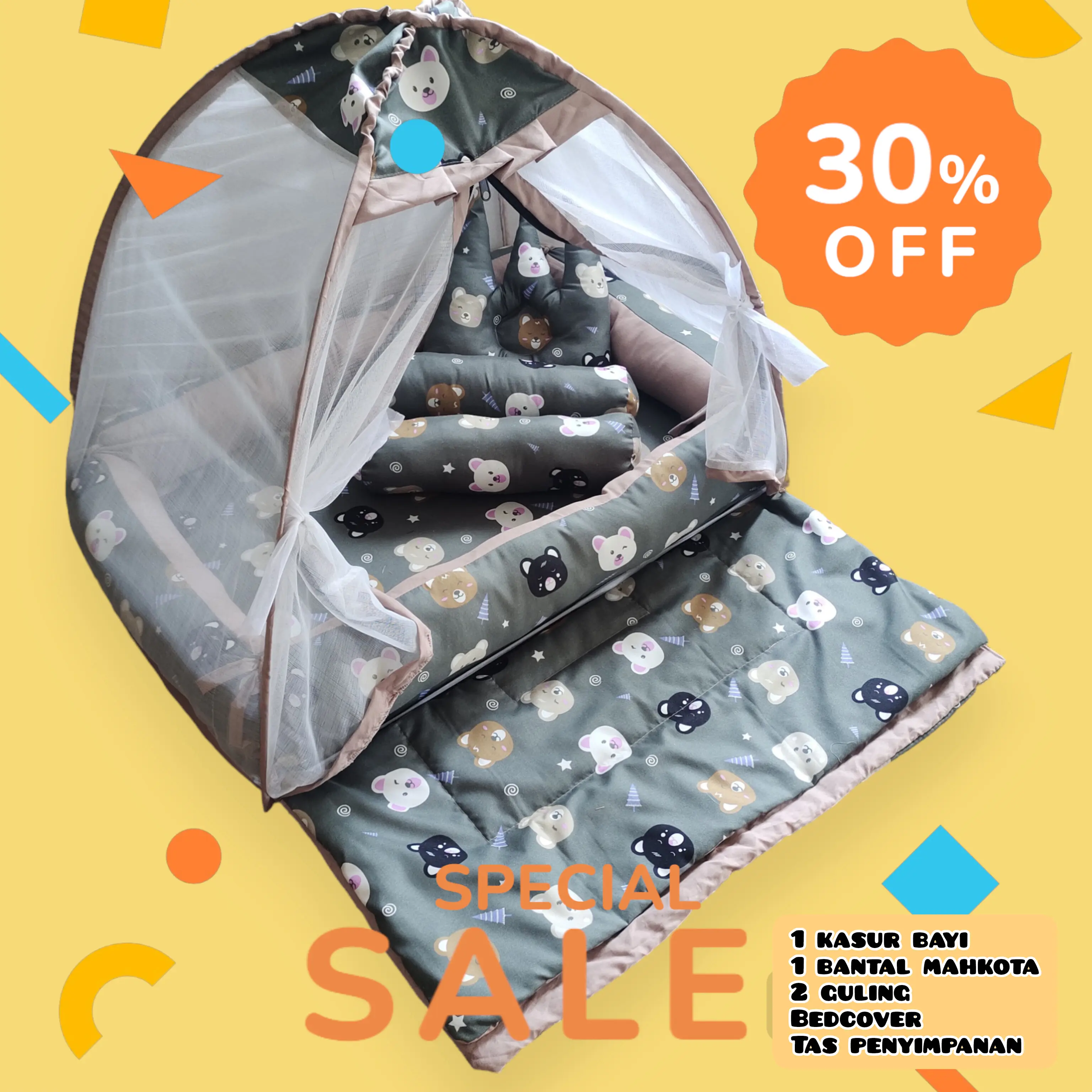 kasur bayi kelambu tenda set beserta bedcover ( bisa cod )