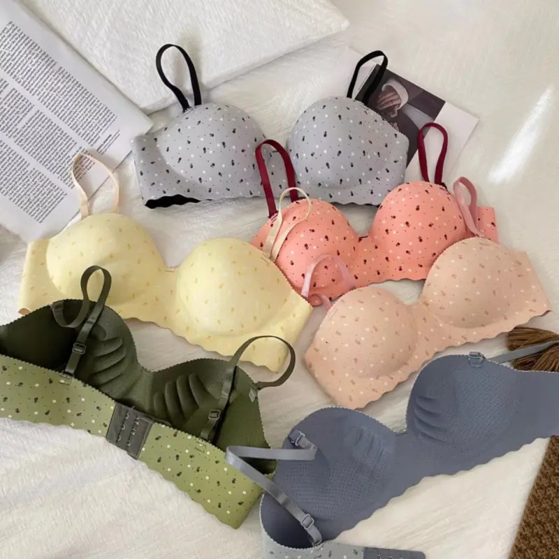 Missoofficial.id BR1932 Bh Bra Wanita Tanpa Kawat Seamless Bralette Elastis Pakaian Dalam Polkadot Busa Tipis 2