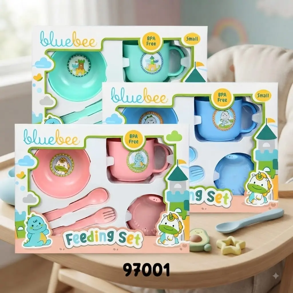 Bluebee 97001 Feeding Set Small - Tempat Makan Bayi - Mangkok Mpasi Bayi Garpu Sendok BPA Free