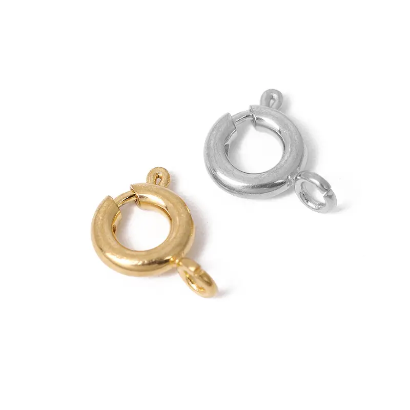 Stainless steel gold-plated jewelry spring buckle, suitable for necklaces and bracelets, available in sizes of 5mm, 6mm, 8mm, 10mm, and 12mm
