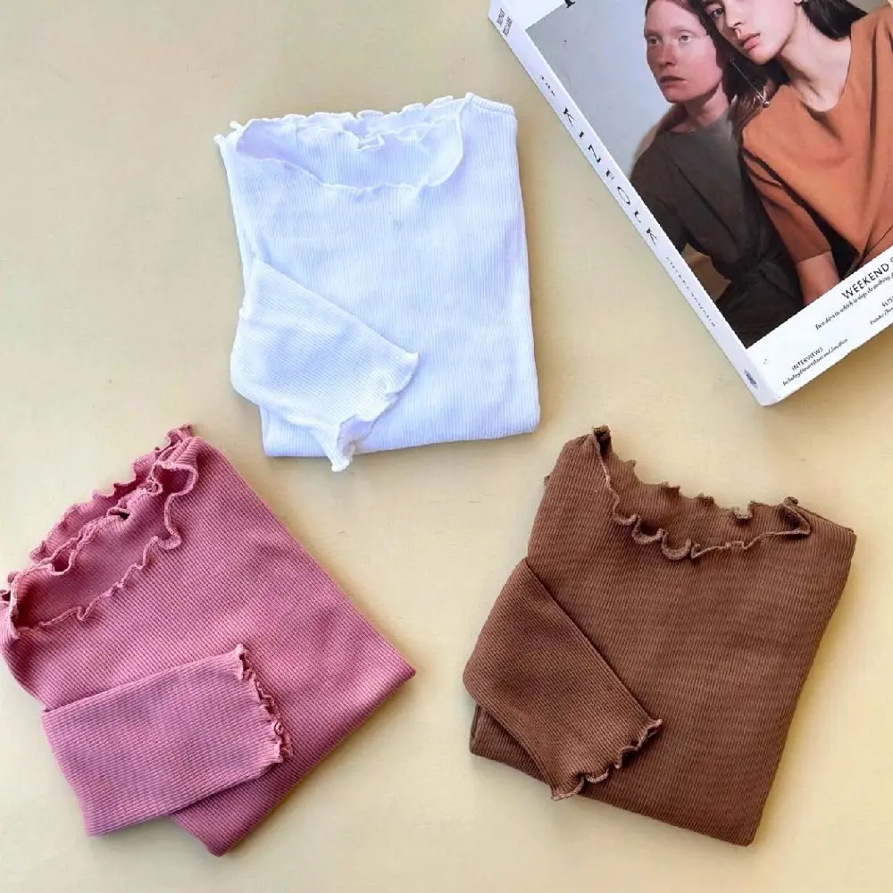 Atasan Kaos Manset Baju Rajut Rib Knit Anak Perempuan Korea Style