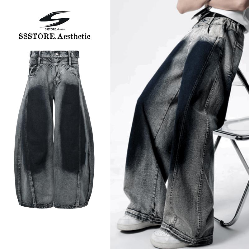 [SẢN PHẨM MỚI] Quần Jeans Wash Ống Cong Streetstyle Unisex Nam Nữ - Thiết Kế Đai Siết Eo | SSSTORE.Aesthetic