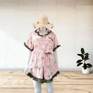 One Set Seena Stelan Celana Pendek Tangan Pendek Jumbo  Setelan Wanita Dewasa Rayon