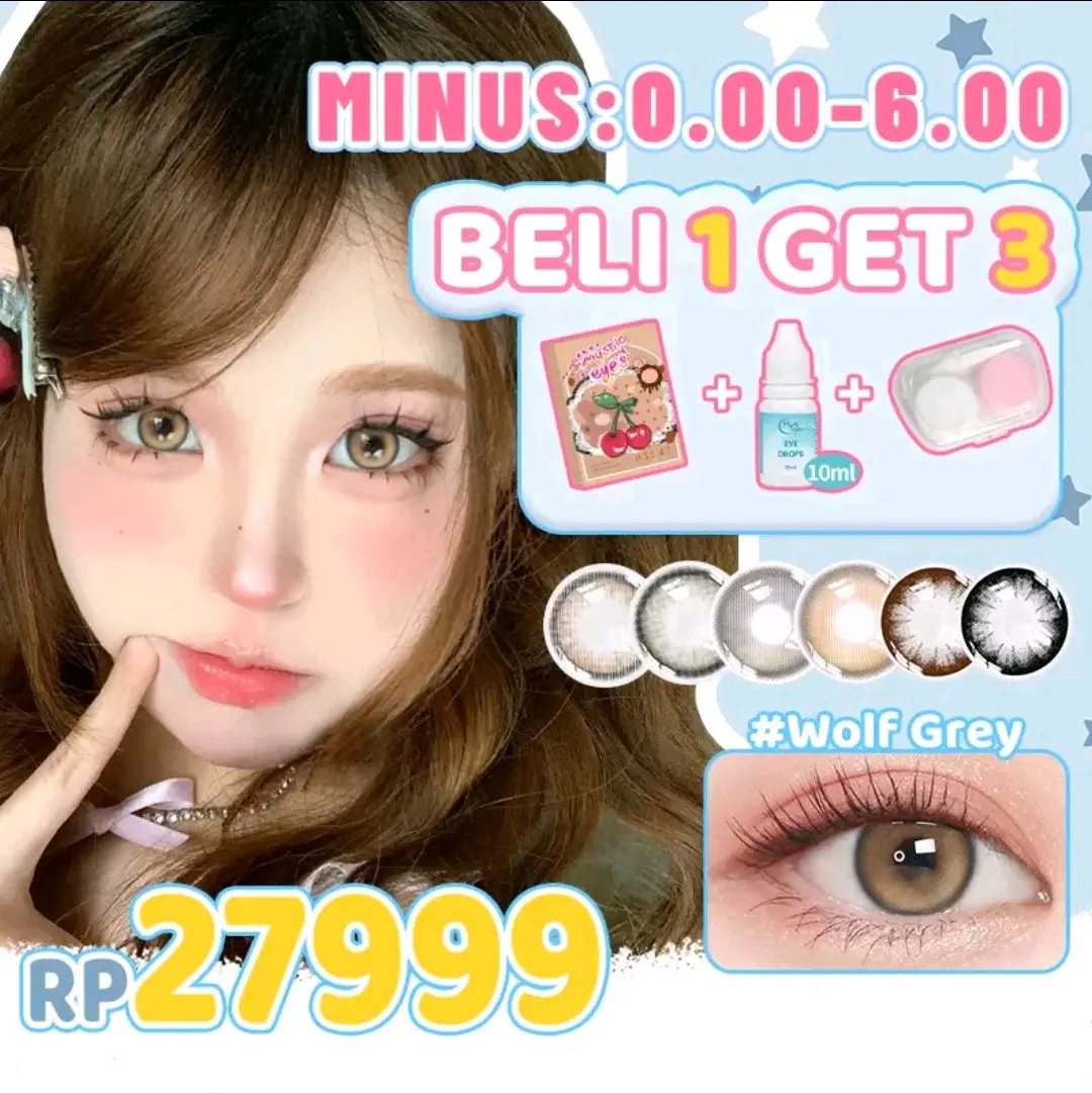 ( Beli 1 grtis 2 ) mysticeyes Softlens 1 pasang + air tetes mata 10ml + lens case Soflens