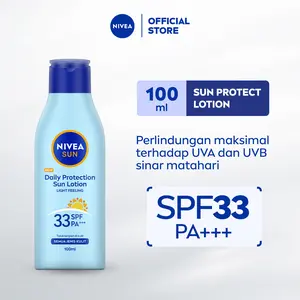 NIVEA Body Lotion Daily Protection Sun SPF33 100ml - Sunscreen badan lotion sunblock sunblok SPF UV body care mencerahkan melembabkan 24 jam harian cepat meresap tidak lengket tekstur ringan anti radikal bebas no whitecast - Hydra IQ, Vitamin C