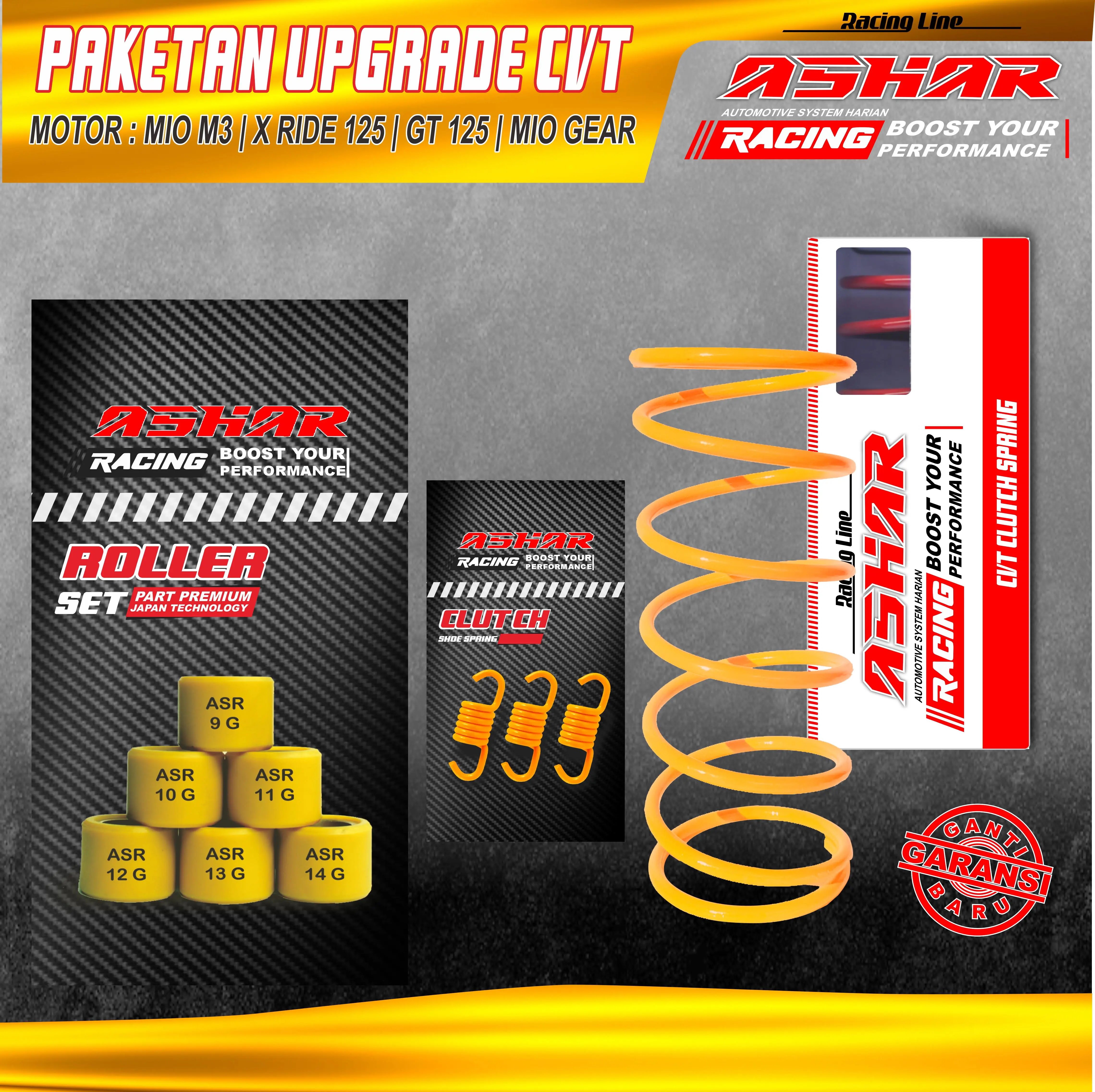 MIO M3 XRIDE 125 GT 125 CC FULL UPGRADE RACING ASHAR RACING Motorcycle ROLLER+PER CVT+ PER SENTRI kipas beat