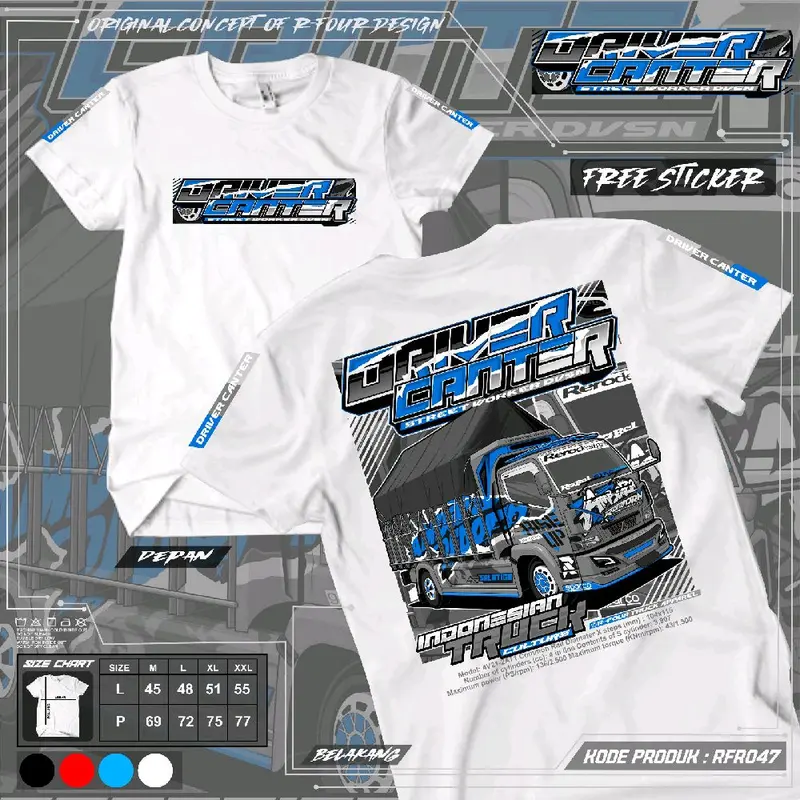 kaos truk canter rfr 47 baju truk driver canter dewasa keren  Distro Pendek Lembut Panjang Soft Standar Pria Katun Sablon Polos Navy Kain Combat Oblong Biru Orange Anime 1