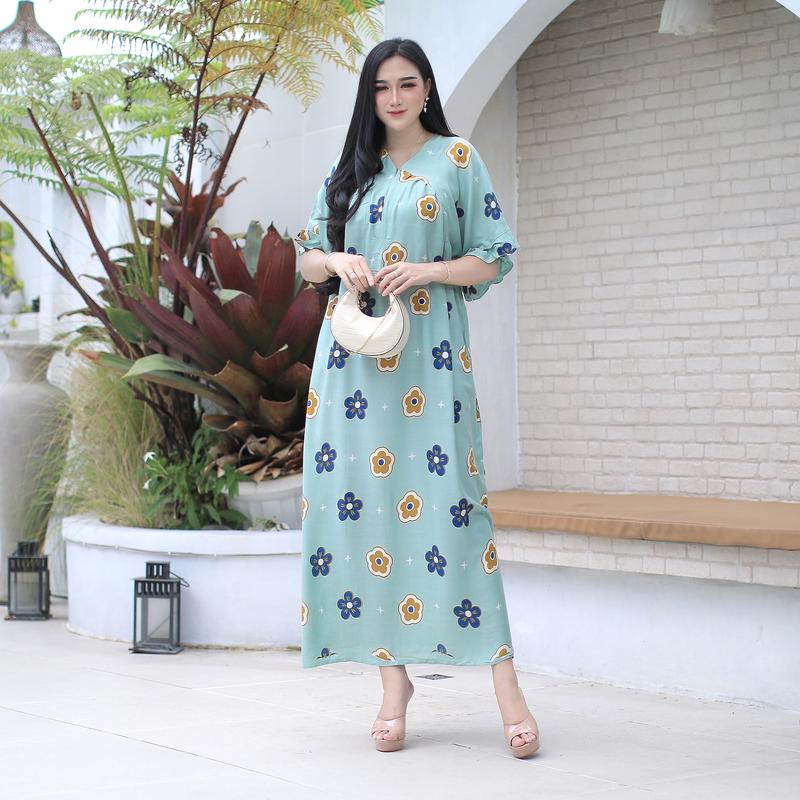 Dress SIFA Kekinian Bumil Ld 120cm Daster Remaja Daster Hits Baju Motif Ruffle Dewasa live Rayon bumil Busui Daster Motif Bunga 8