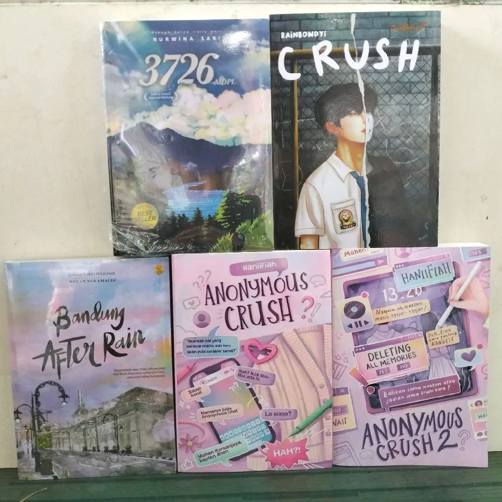 PAKET 5 NOVEL / ANONYMOUS CRUSH / ANONYMOUS CRUSH2 / BANDUNG AFTER RAIN / 3726 MDPL / CRUSH