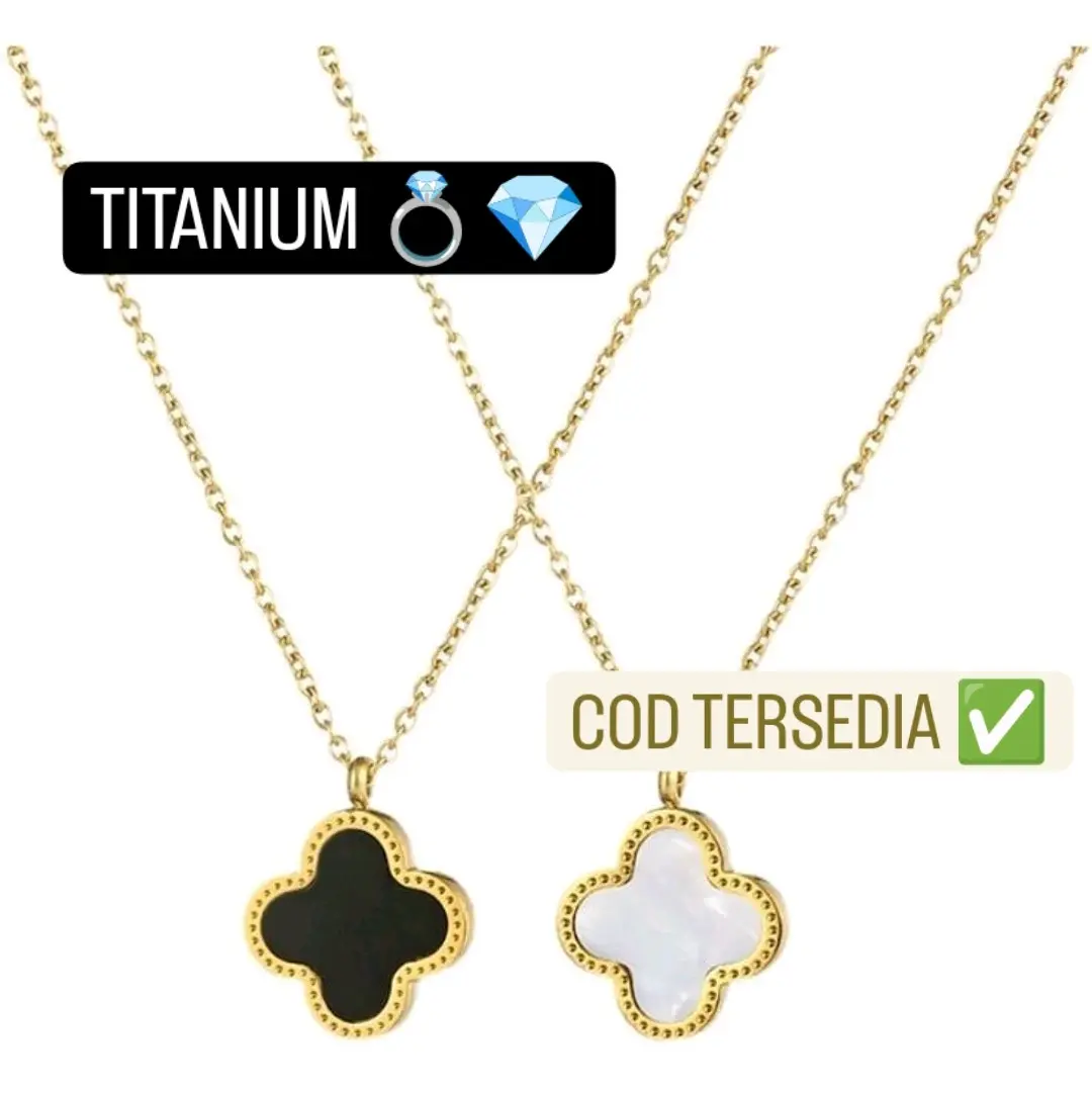 [HANO Accessories] - Kalung Clover Black Titanium Gold, Silver, Rose Gold / Kalung Aksesoris / Kalung Korean Style / Kalung Fashion Trending Clover / Clover Necklace